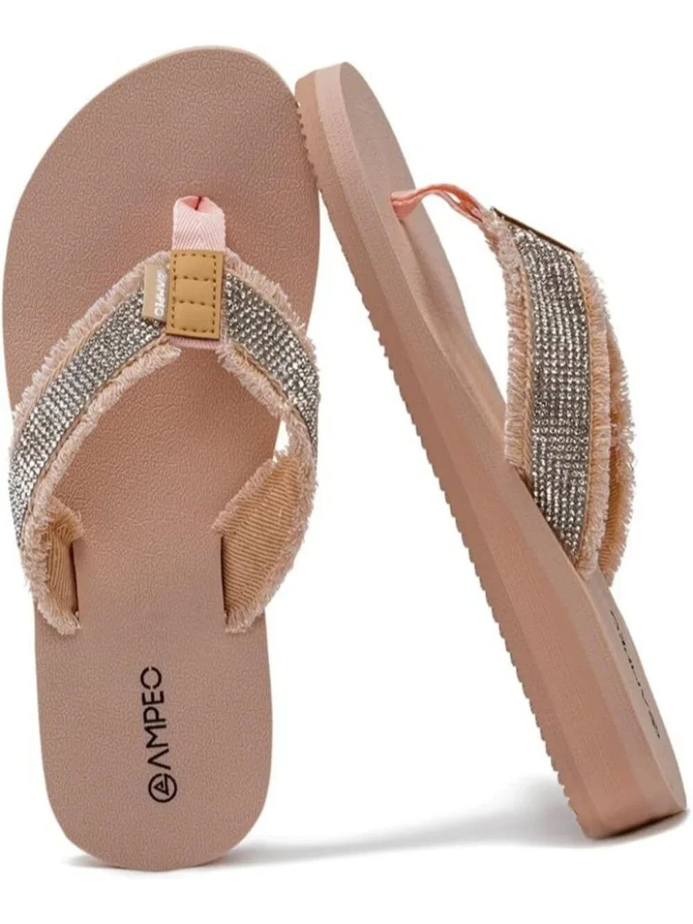 Women's Gemstone Nude Comfortable Flip Flops Summer Casual Beach Thong Sandals